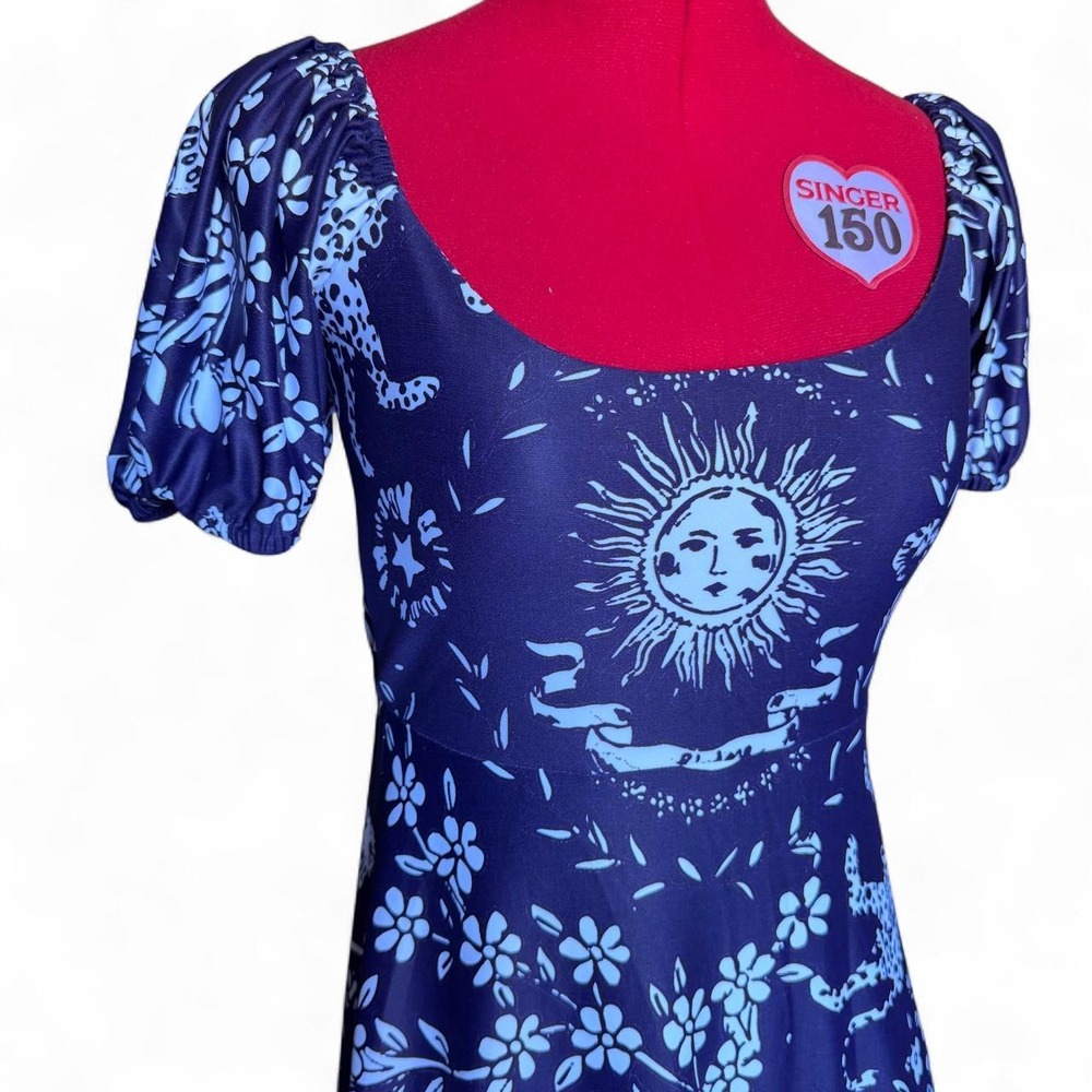 Smith & Quinn Small navy blue & white floral maxi dress celestial cottagecore - Picture 2 of 8